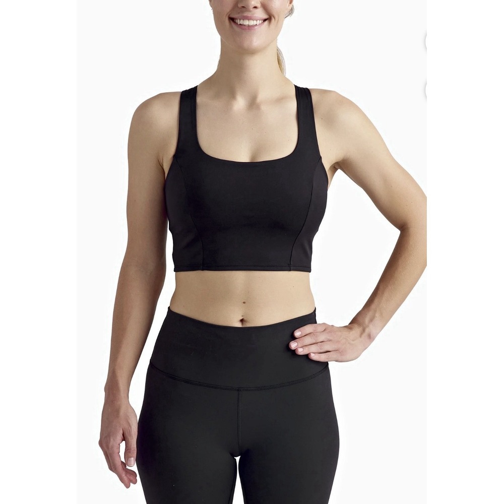 Avia - Square Neck Sports Bra‎ for Women Medium Support - Black - Size L